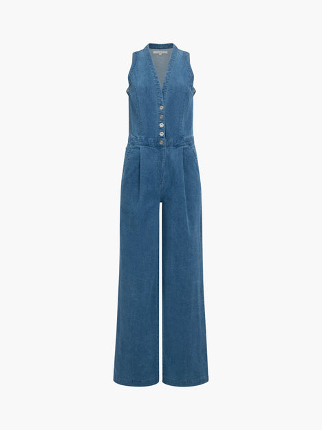 Arywoode Sleeveless V-Neck Denim Jumpsuit