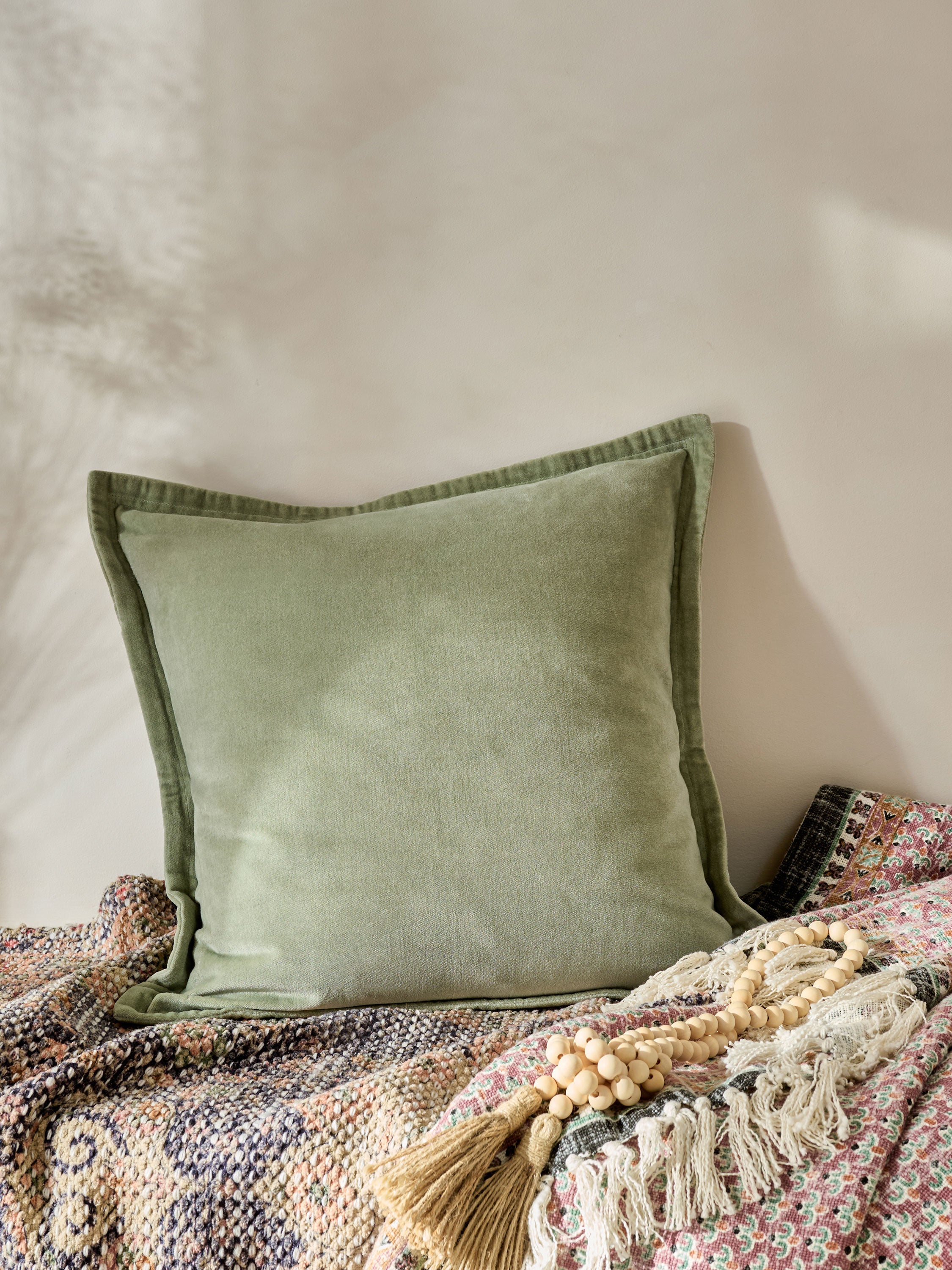 Washed Velvet Sage Green Cushion