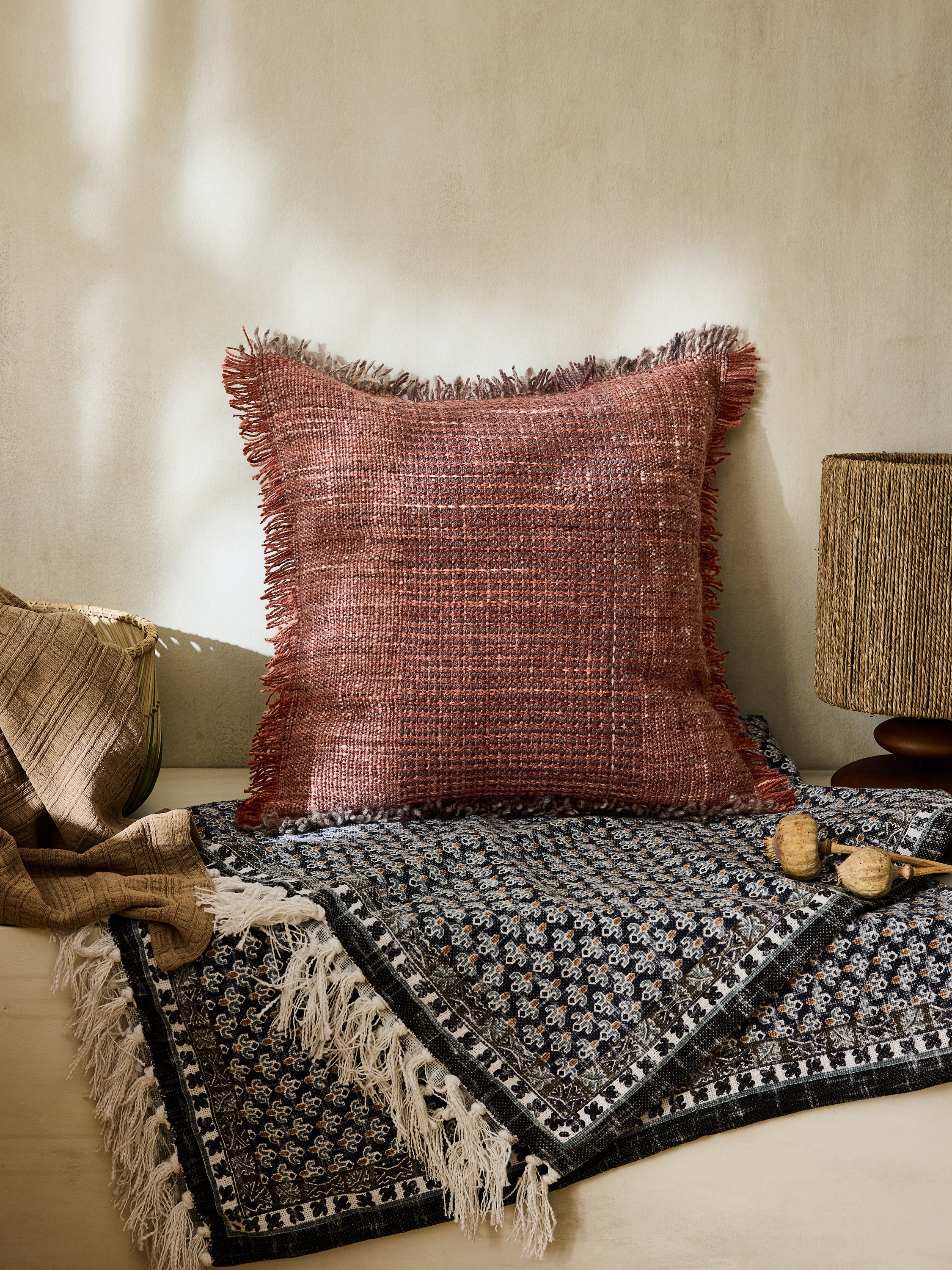 Textured Fringe Recycled Cushion