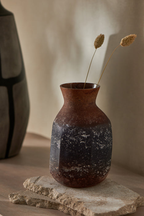 Brown Rust Effect Glass Vase