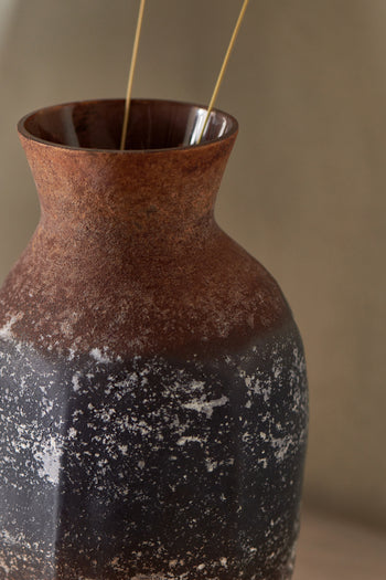 Brown Rust Effect Glass Vase