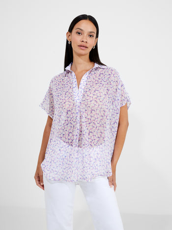 Vee Collar Print Popover Shirt