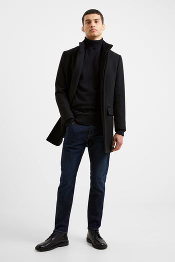 Funnel Neck Mid Length Coat