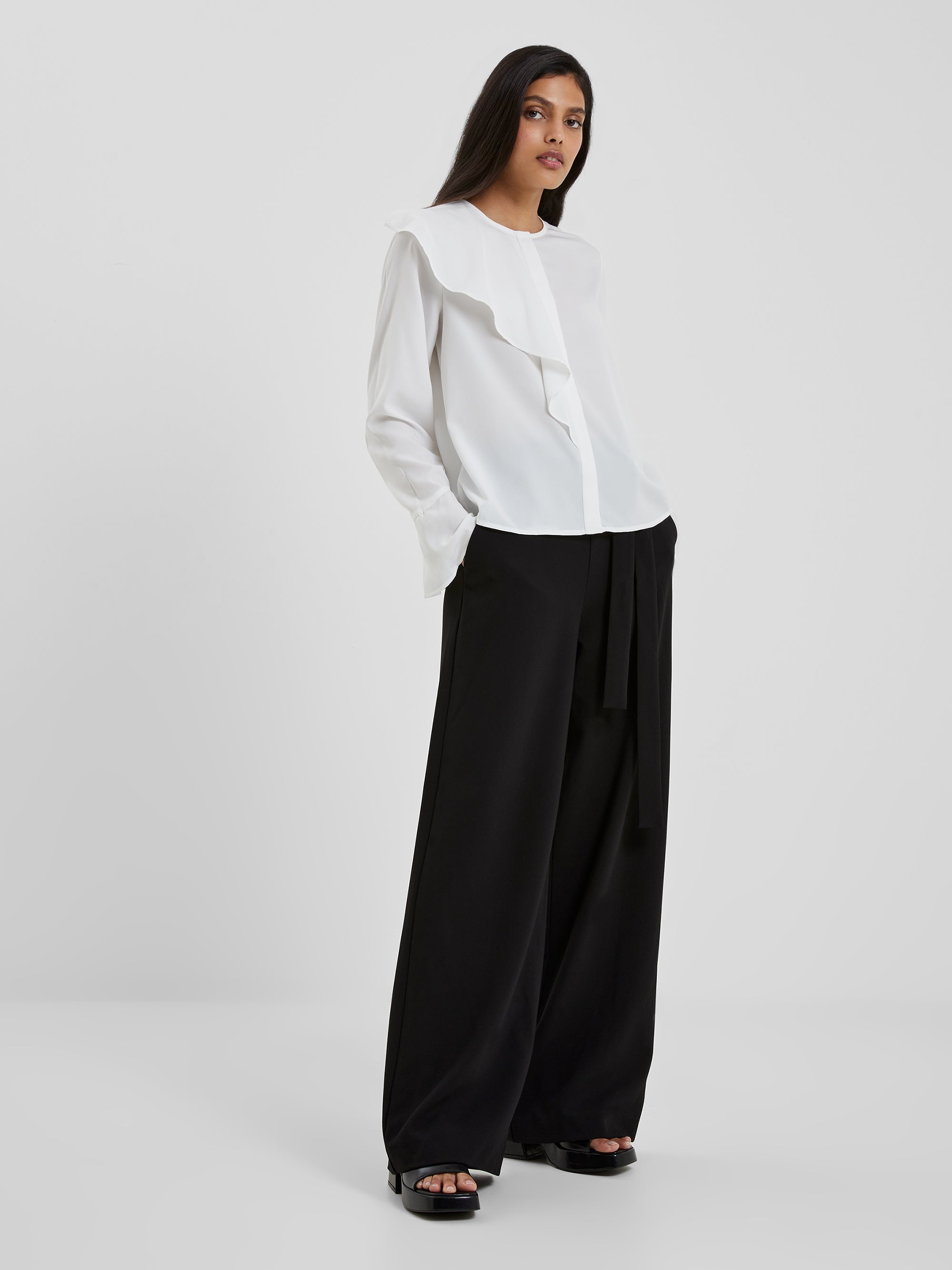 Crepe Light Recycled Asymmetric Frill Shirt