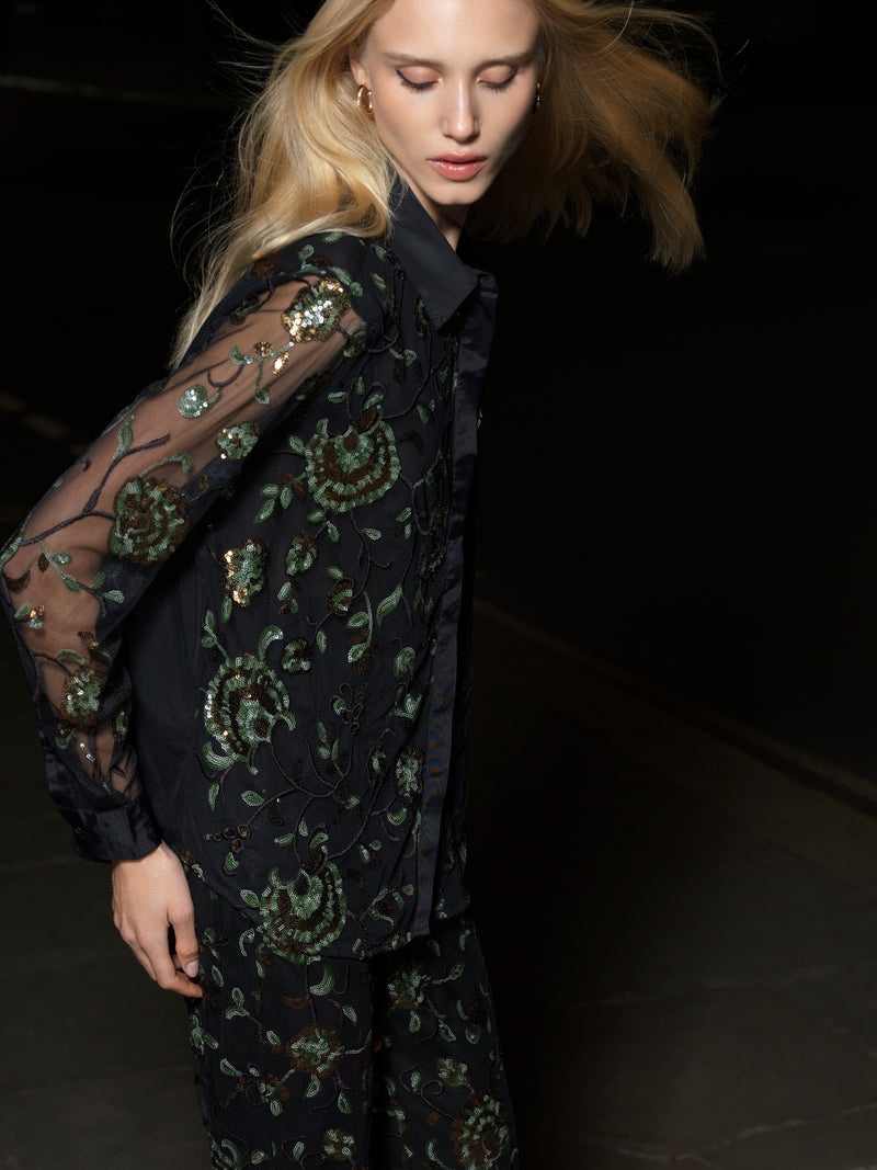 Roshene Sequin Long Sleeve Shirt