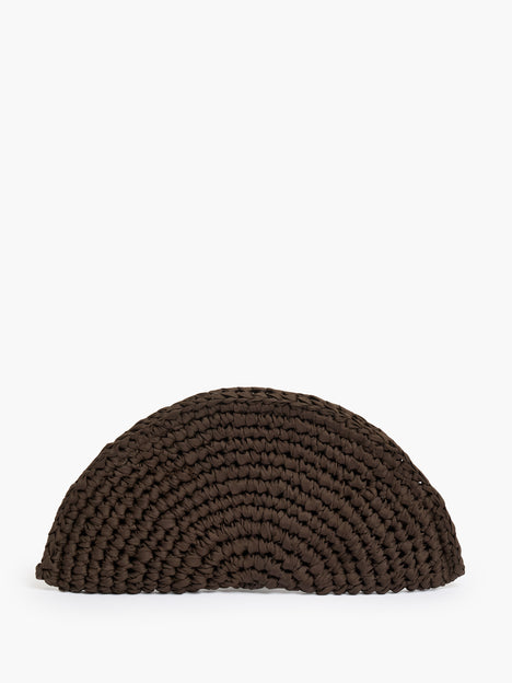 Ribbon Crochet Brown Clutch Bag