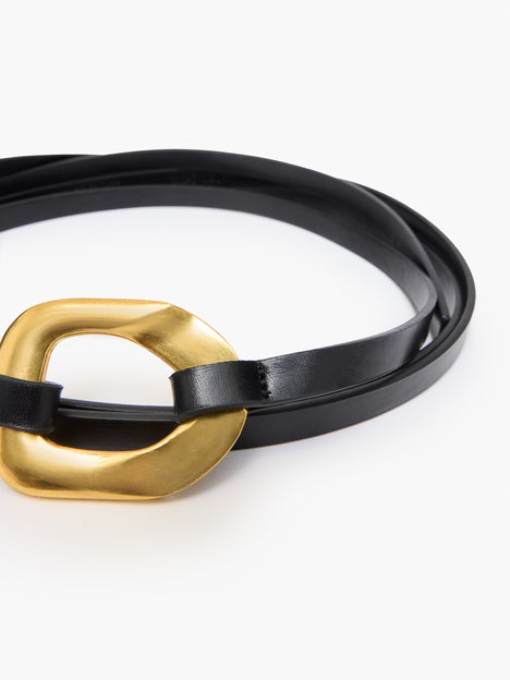 Ornate Buckle Skinny Tie Belt
