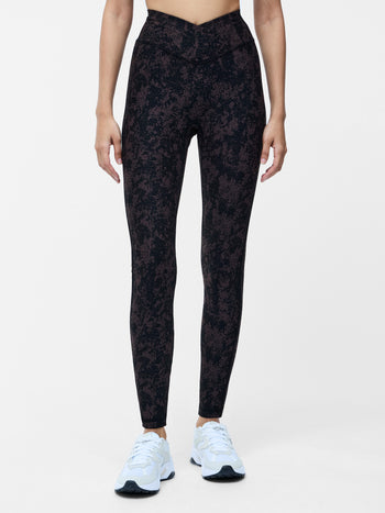 Printed High-Waisted Crossover Gym Leggings