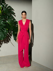 Tiana Self Tie V-Neck Pink Waistcoat