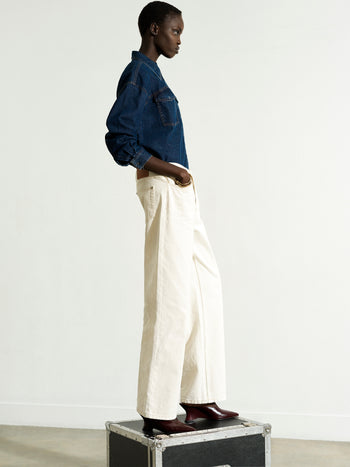 Dallas Denim Clean Waist Cream Straight Leg Jeans