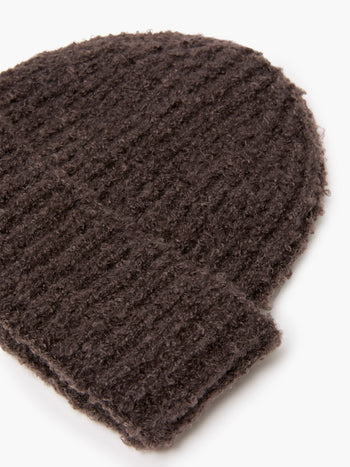 Chocolate Boucle Beanie Hat