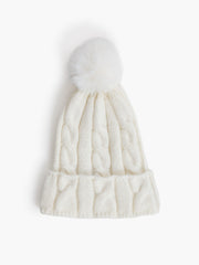 Cable Knit Pom Beanie Hat