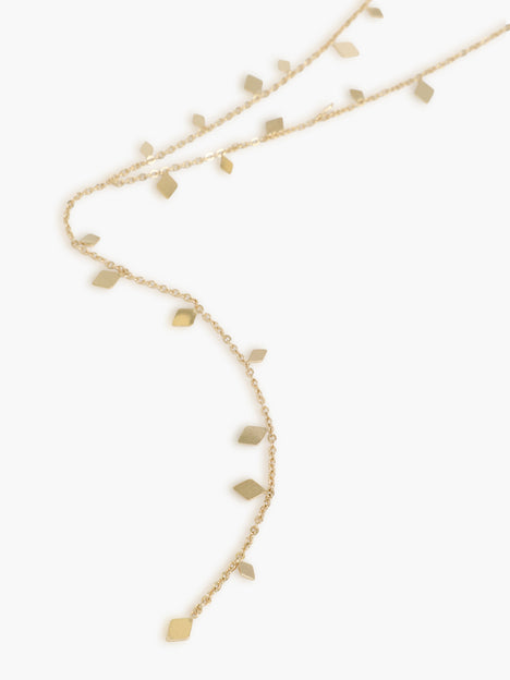 Gold Geo Charm Long Lariat Necklace