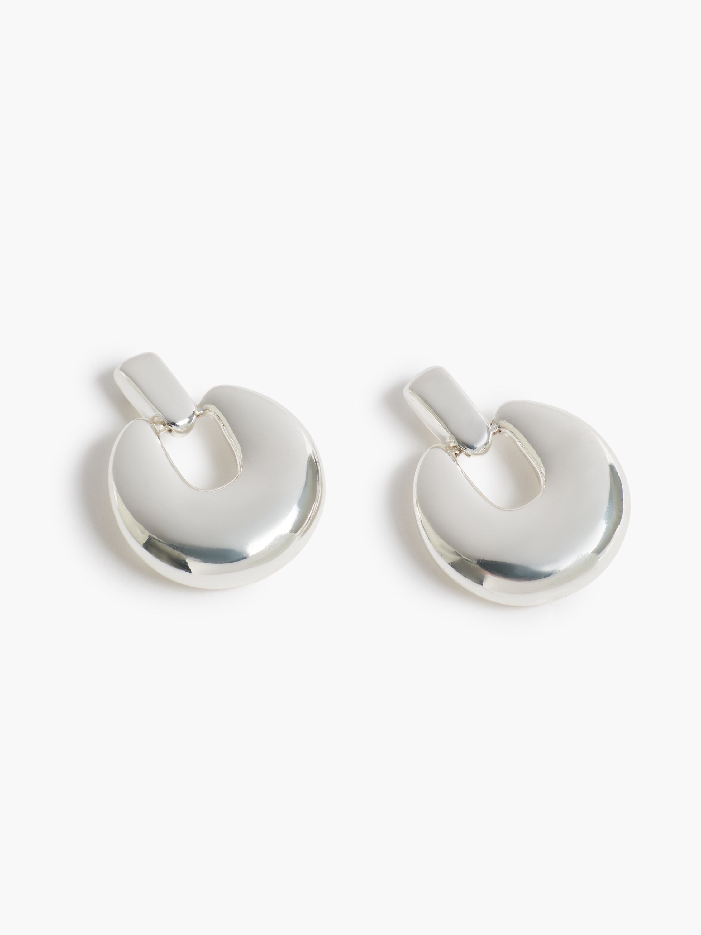 Silver Doorknob Drop Earrings