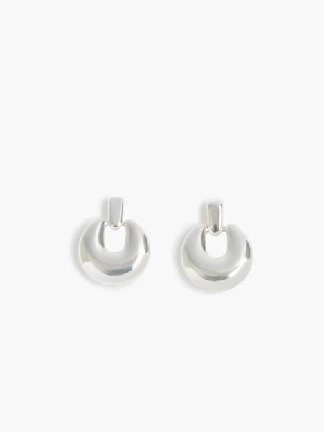 Silver Doorknob Drop Earrings