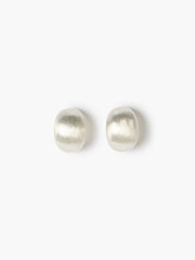Silver Half Moon Brushed Hoop Earrings