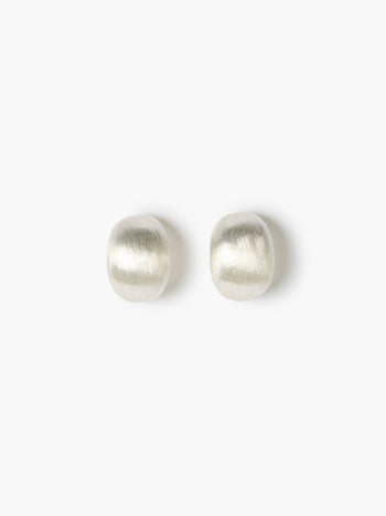 Silver Half Moon Brushed Hoop Earrings
