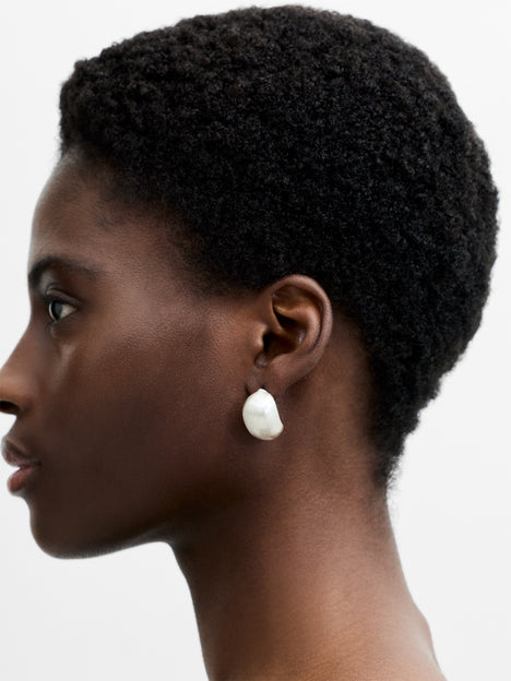 Silver Half Moon Brushed Hoop Earrings