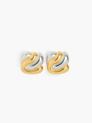 Two Tone Vintage Style Square Stud Earrings