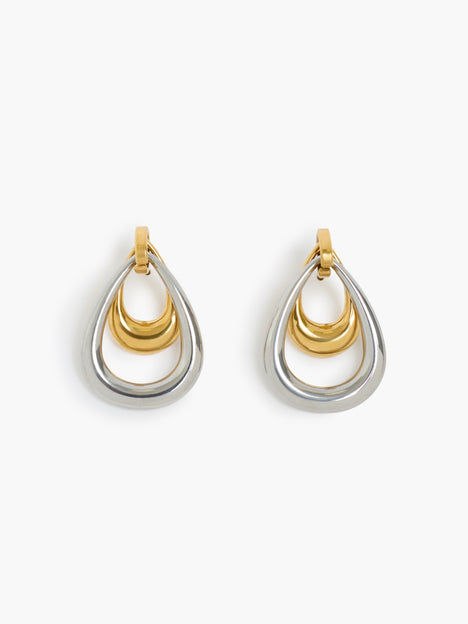 Two Tone Teardrop Drop Earrings