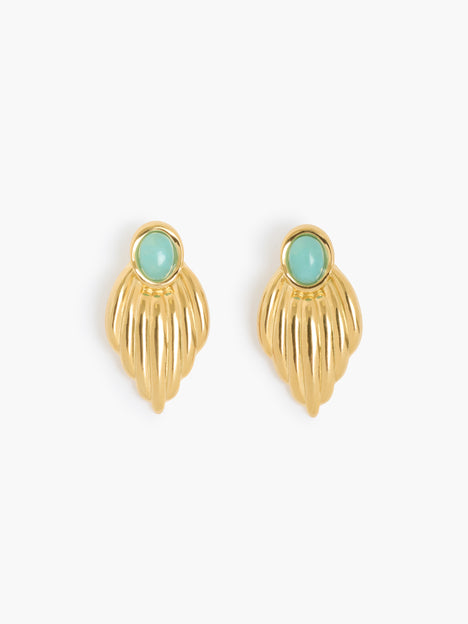 Gold Vintage Style Feather Stud Earrings