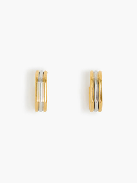 Two Tone Rows Hoop Earrings