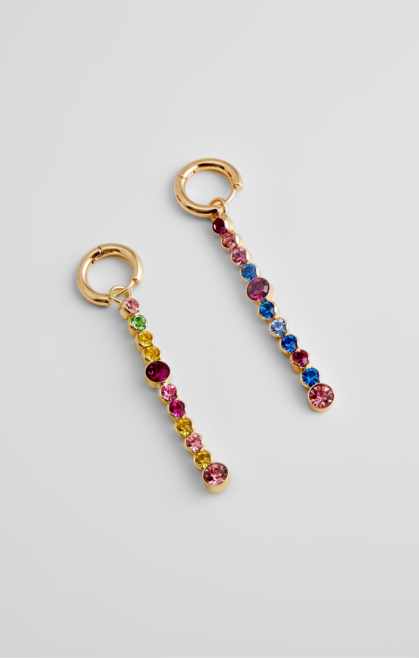Rainbow Mixed Diamante Drop Huggie Hoop Earrings
