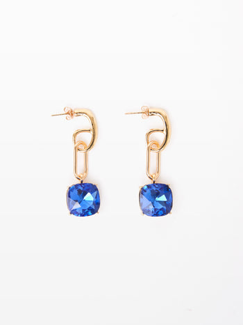 Square Stone Link Earrings