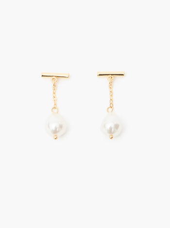 T-Bar Pearl Drop Earrings