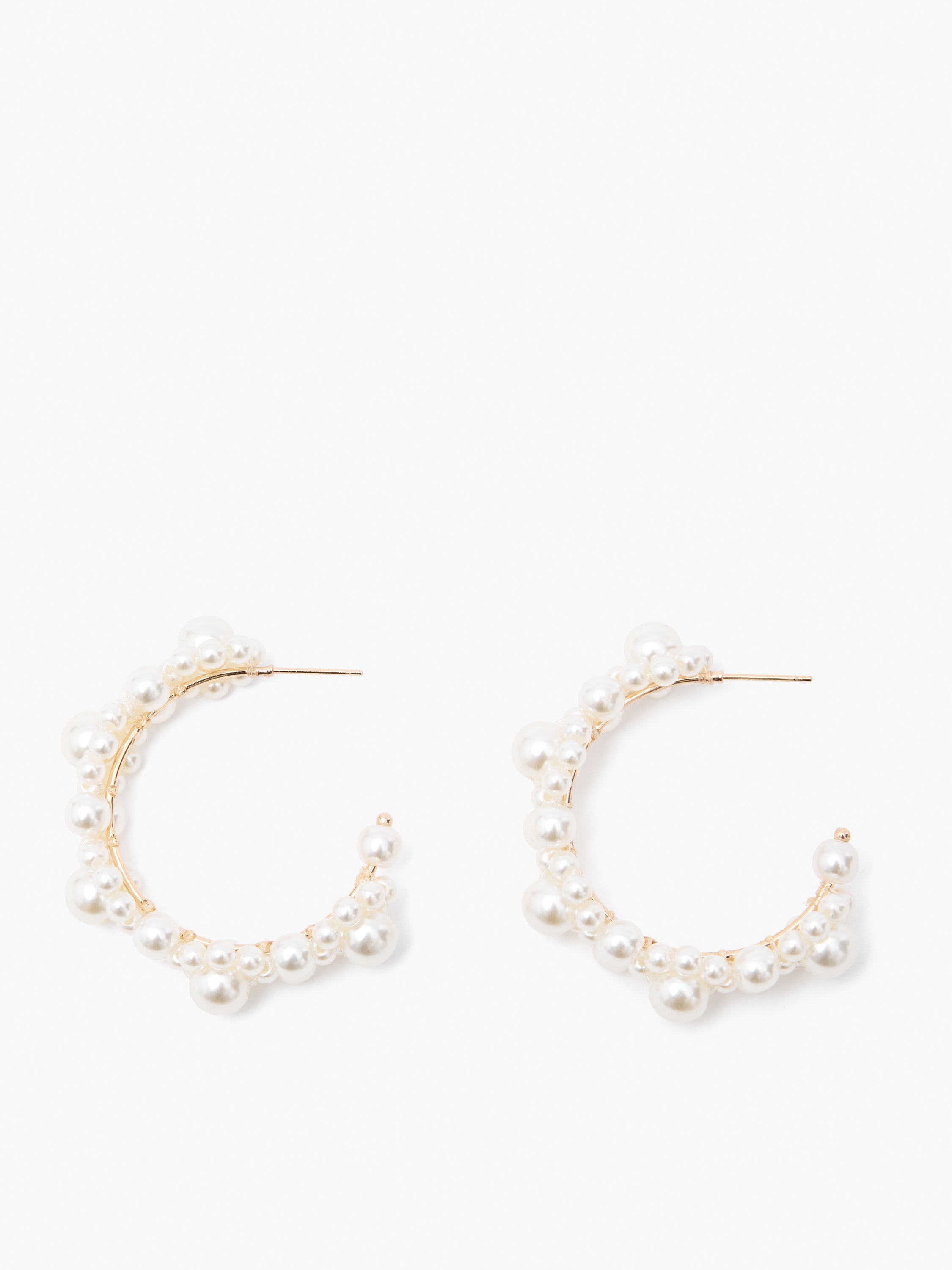 Cluster Faux Pearl Half Hoop Earrings