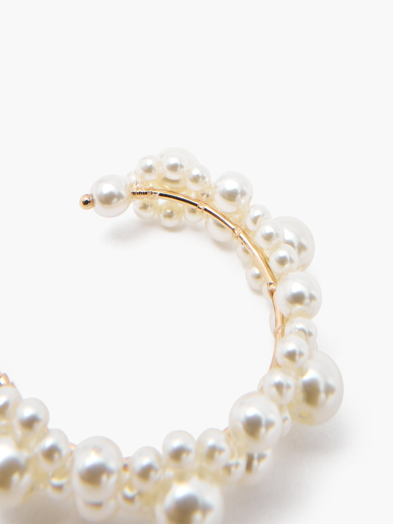 Cluster Faux Pearl Half Hoop Earrings