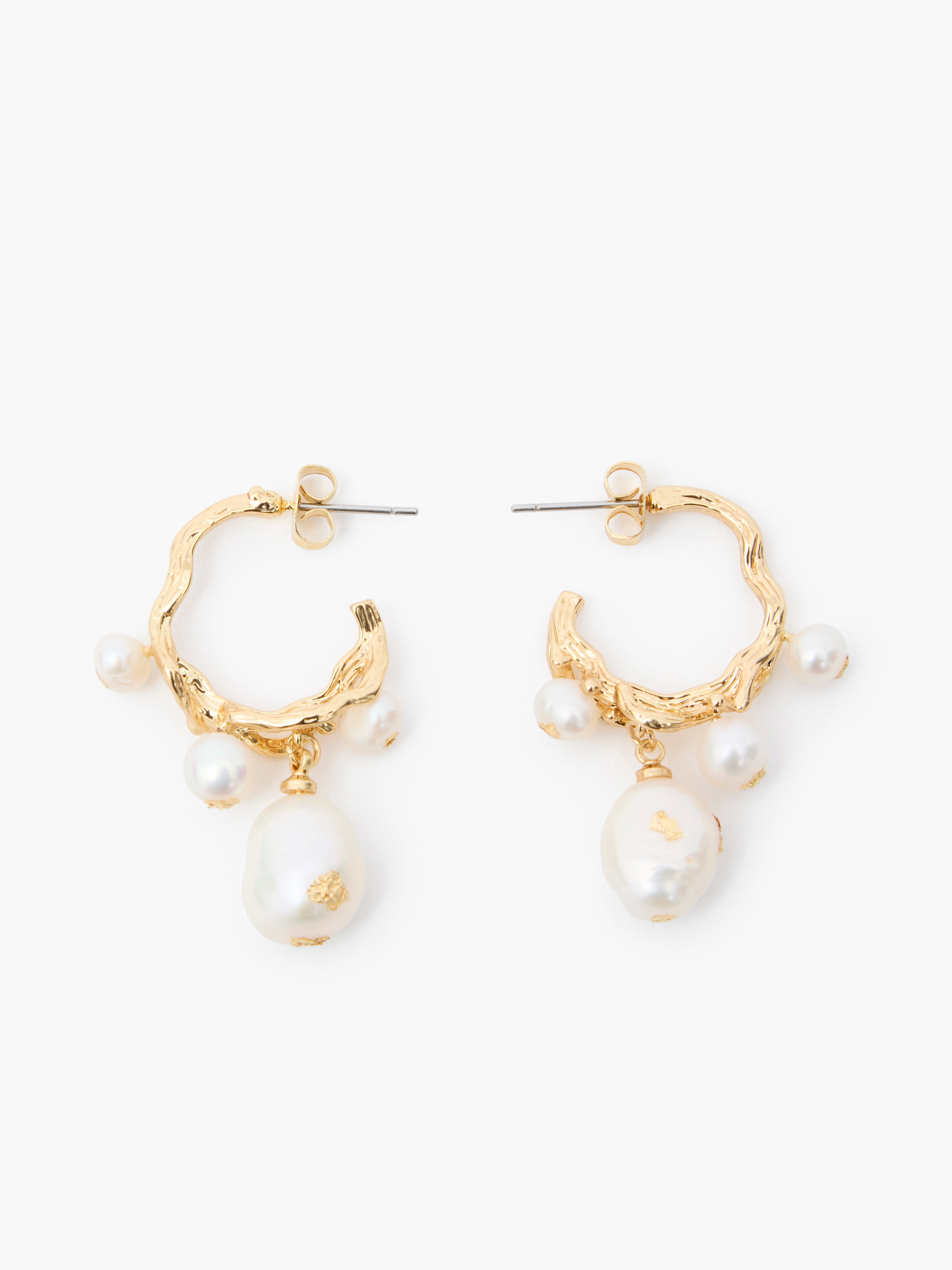 Mixed Pearl Drop Hoop Earrings