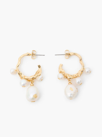 Mixed Pearl Drop Hoop Earrings