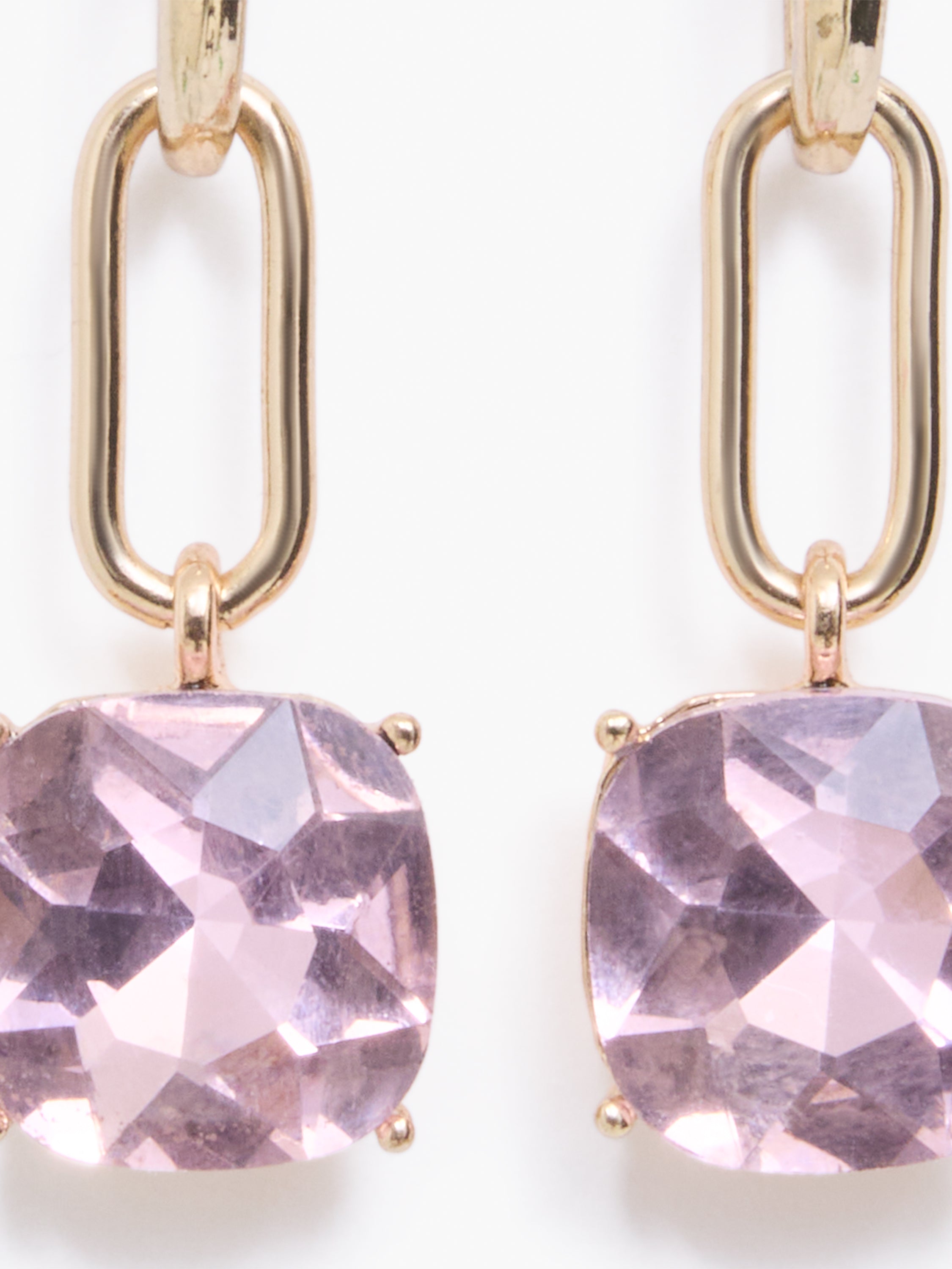Square Crystal Link Drop Earrings