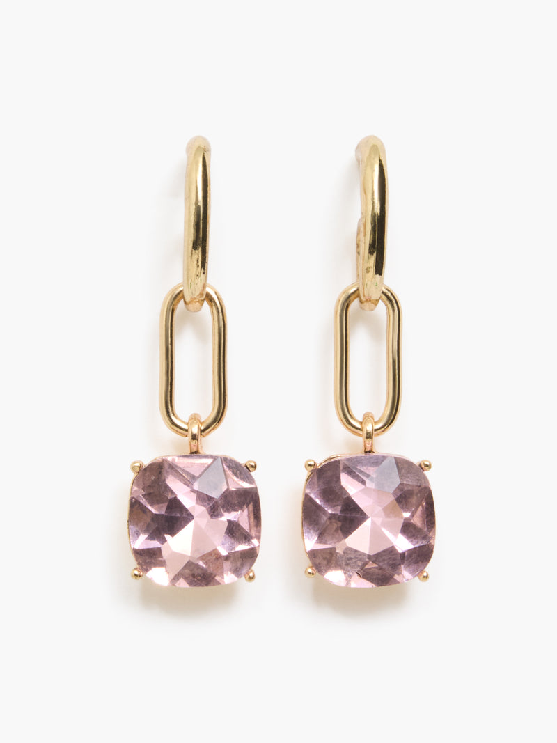 Square Crystal Link Drop Earrings