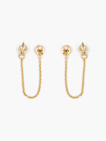 Front Back Chain Crystal Earrings