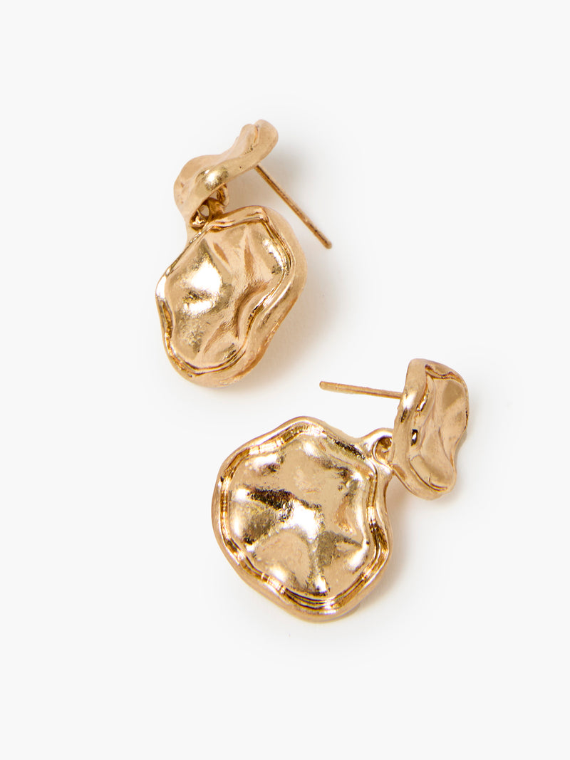 Molten Double Disc Drop Earrings