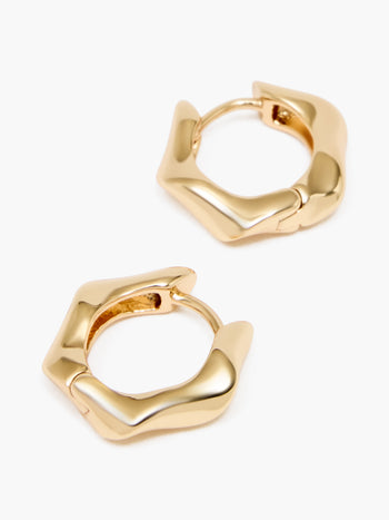 Molten Hexagon Huggie Hoop Earrings