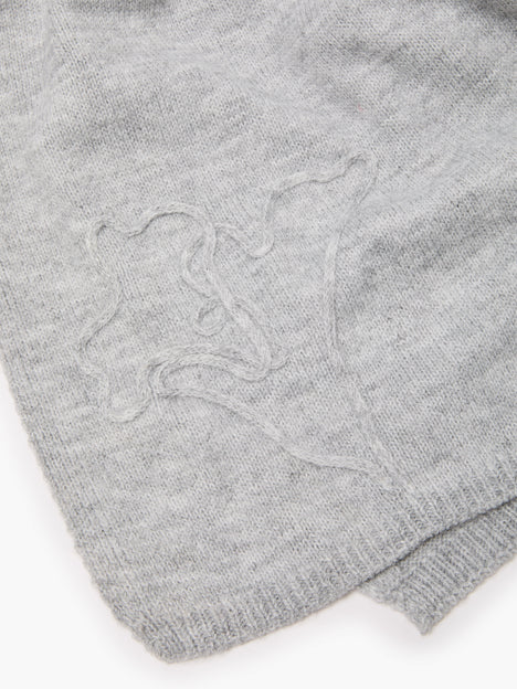 Grey Floral Knit Scarf