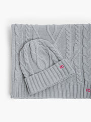 Cable Knit Scarf and Beanie Set