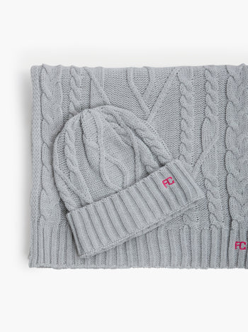Cable Knit Scarf and Beanie Set