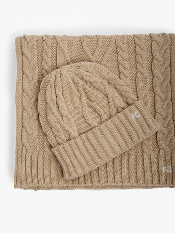 Cable Knit Scarf and Beanie Set