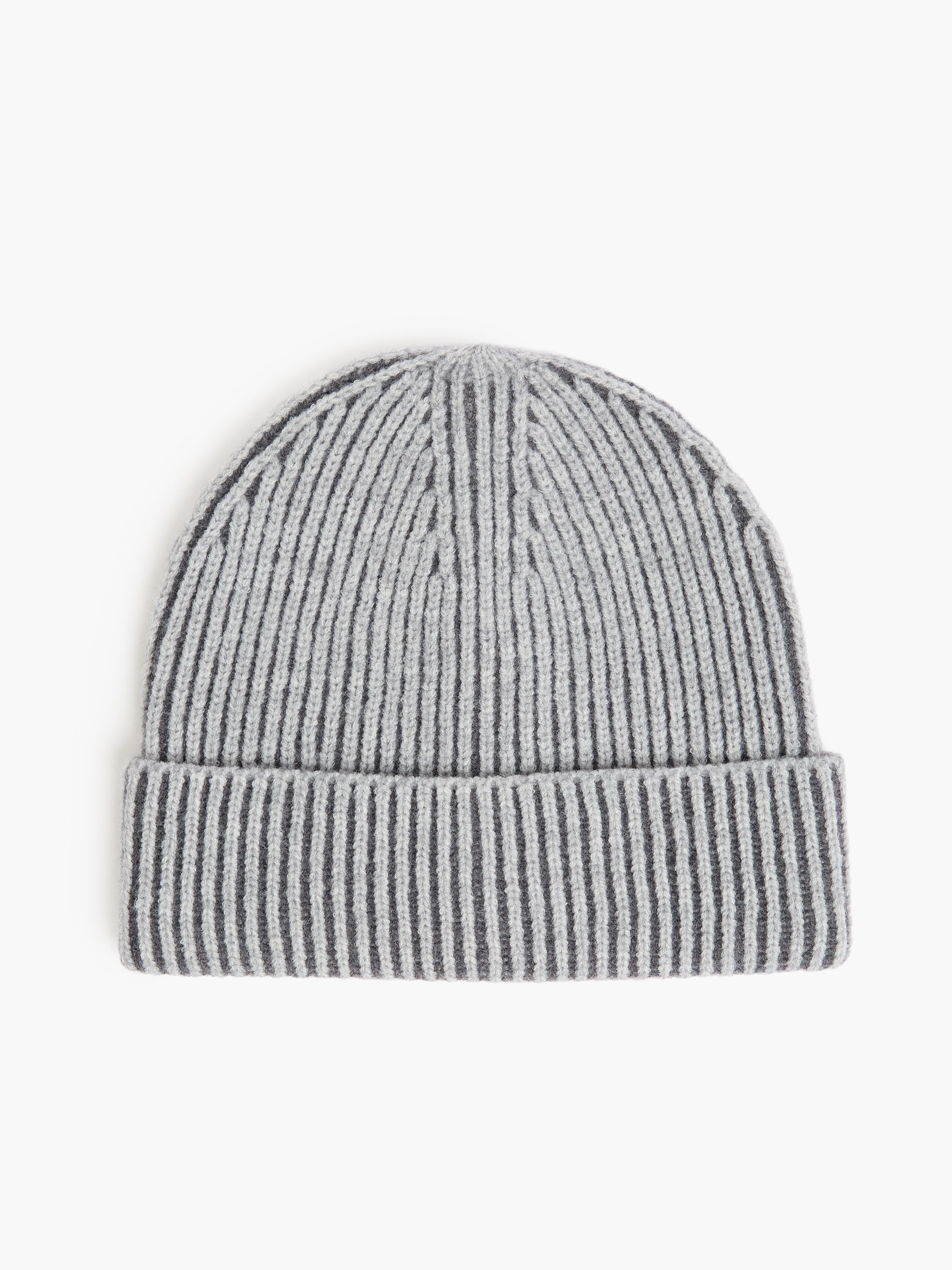 Two Tone Knit Beanie Hat