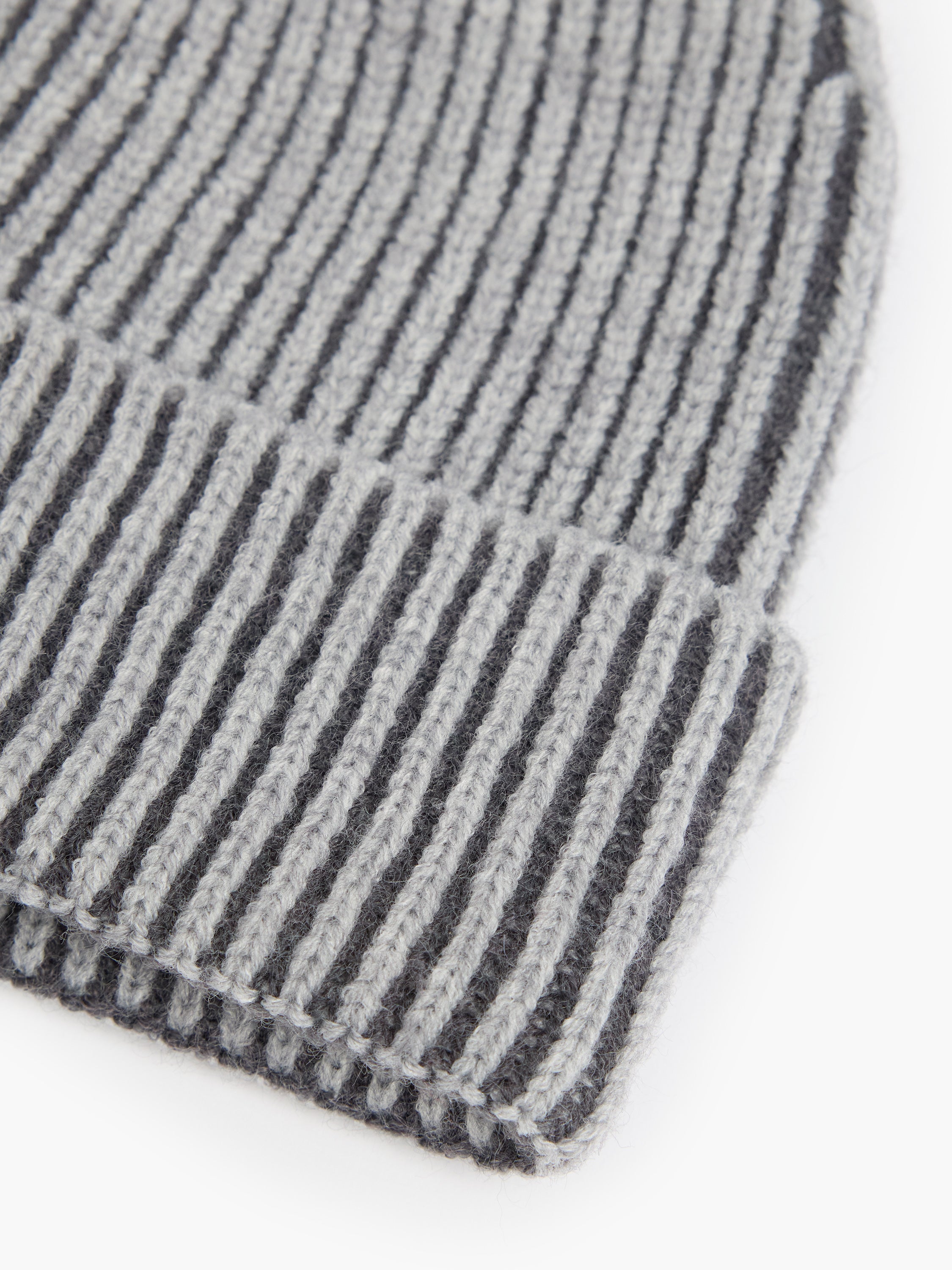 Two Tone Knit Beanie Hat
