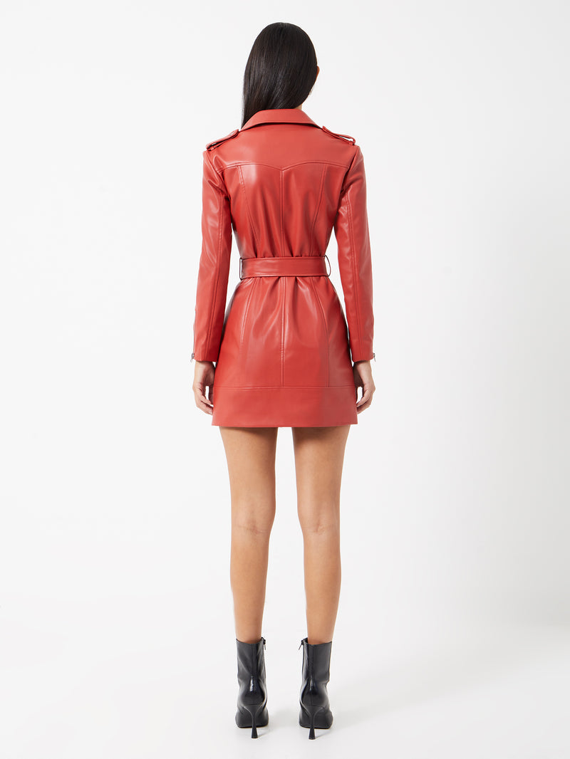 Etta Vegan Leather Belted Mini Dress