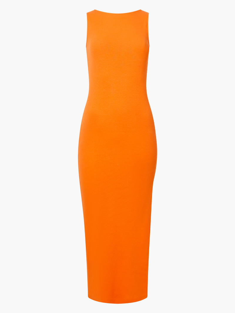 Rassia Ribbed Slash Neck Midi Dress