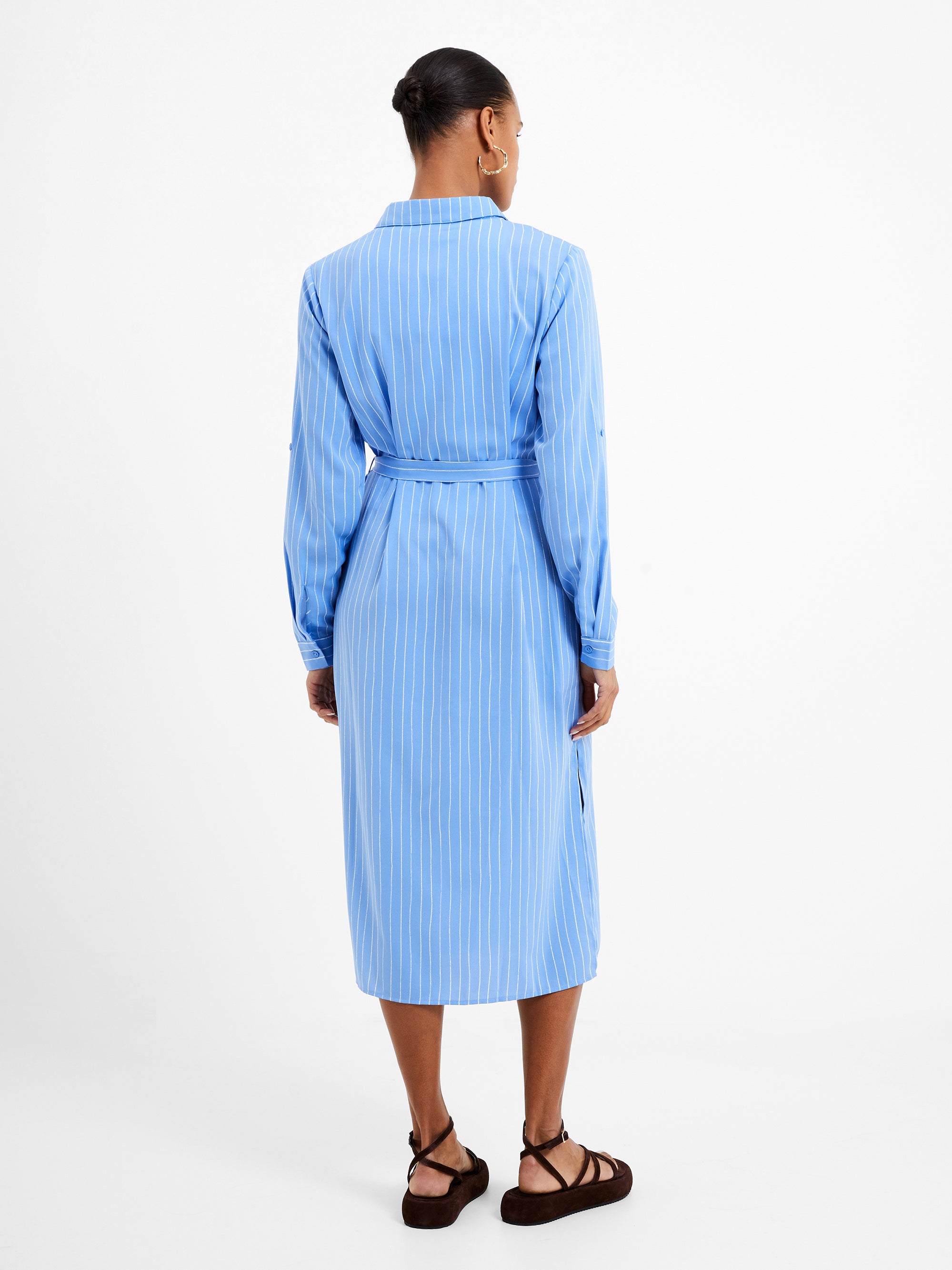 Pinstripe Button Through Shirt Dress