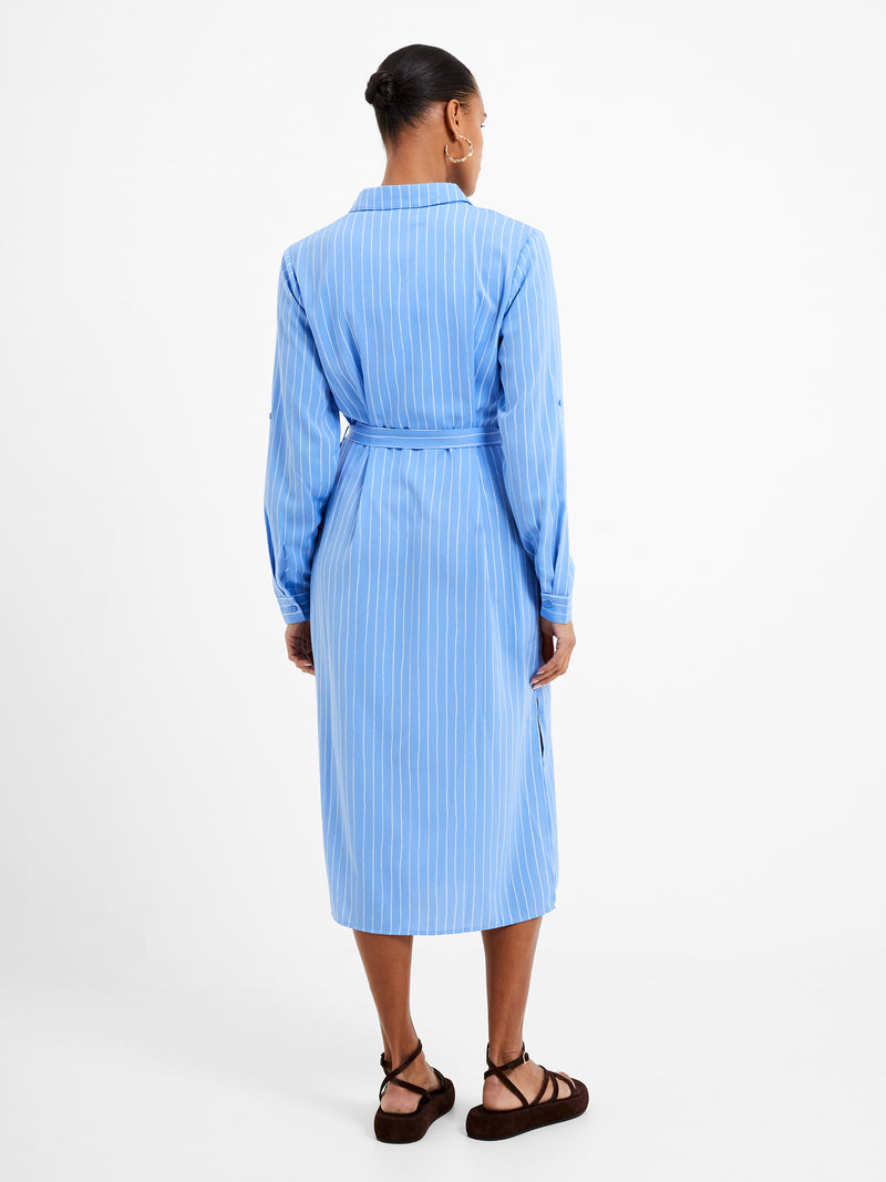 Pinstripe Button Through Shirt Dress