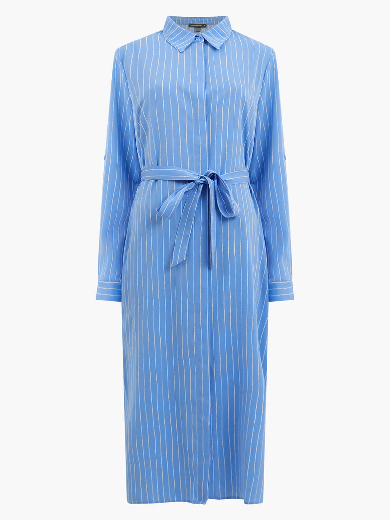 Pinstripe Button Through Shirt Dress