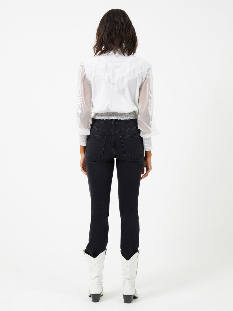 Abra Embroided Mesh Frill Top